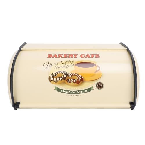 Buachois Boîte à pain, boîte à pain roulante, récipient à pain vintage pour comptoir de cuisine, type tambour, bac de rangement en métal pour pain, gâteau, beignet, biscuit, vaisselle (Type 3)