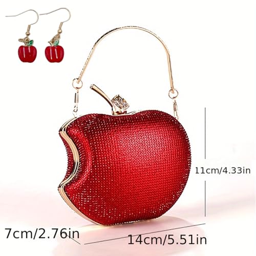 Image of pearl&she Sparkly Apple Rhinestone Handbags Diamond Women Evening Bags Bling Minaudiere Clutch Crystal Purses For Party.