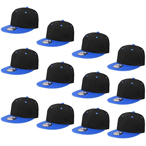 Image of Falari Wholesale 12 Pack Snapback Hat Cap Hip Hop Style Flat Bill Blank Solid Color Adjustable Size