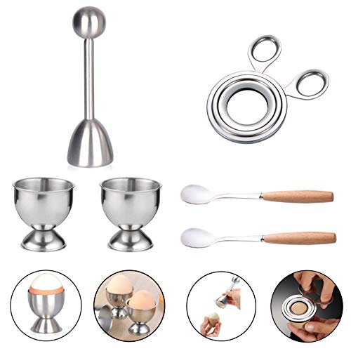JAMOR Complete Soft Boiled Egg Tool Set Easy Eggs Opener Egg cutter Eggshell Cutter Egg opener Premium Quality Egg Accessories Soft Hard Boiled Egg Cutter Topper Set Egg Cracker (E)