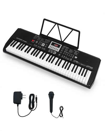KEYIVOX 61-Key Electronic Keyboard Piano for Beginners with 200 Tones & Rhythms, Microphone,...