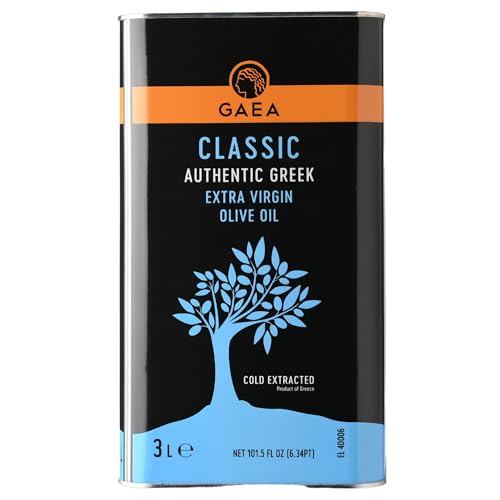 Gaea Classic Authentic Extra Virgin Olive Oil | Cold Pressed | Non-GMO | Mild Flavor Perfect for Cooking | 101.5 fl oz tin delivered in a protected clamshell box (Pack of 1)