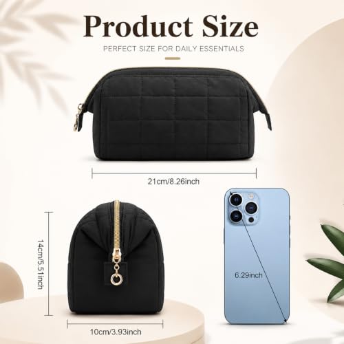 Image of MAYCREATE Makeup Pouch Bag Quilted Organiser Waterproof Travel Toiletry Bag