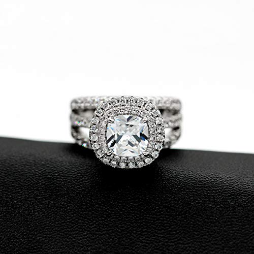 Uloveido Large Simulated Emerald Statement Halo Cocktail Ring with Green Crystal for Women Party Anniversary RJ2132