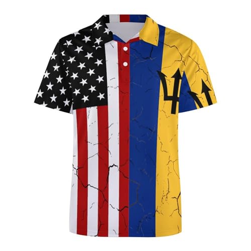 Vintage America Barbados Flag Men's Polo Shirt 4XL