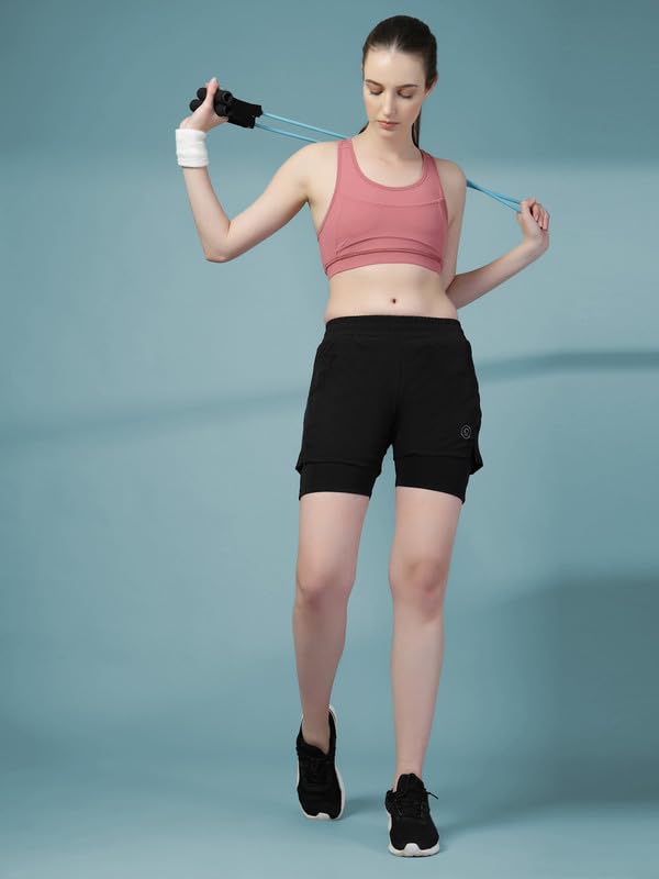 Image of CHKOKKO Gym Shorts for Women Workout Sports Running Quick Dry Fit Double Layer Inner Compression with Pockets Breathable Lightweight Wear