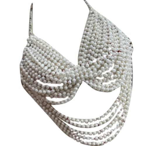 Cadena de cuerpo de perlas multicapa, cadenas de pecho, festivales, raves, cadena corporal, accesorios de joyería para mujeres y niñas
