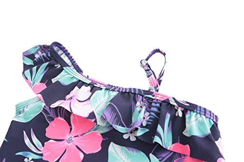 Image of Girls Two Piece Tankini Swimsuits Hawaiian Ruffle Bathing Suit Summer Beach Swimwear Set