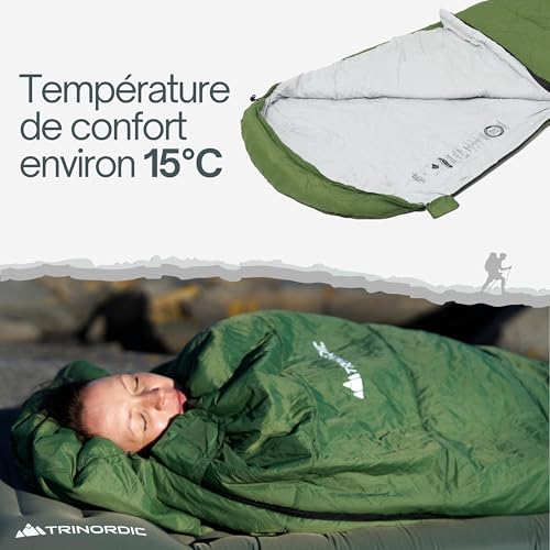 Sac de Couchage Léger – 900g, Extra Long avec Fermeture Éclair Anti-Blocage – Sac de Couchage Adulte d'Été, Compact et Ultraléger pour la Randonnée, Les Aventures à Vélo – Image 4