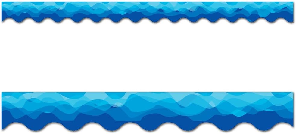 CTP Waves of Blue Wavy EZ Border for Classroom Bulletin Board Border for Classroom (Creative Teaching Press 10573), 48 ft per package