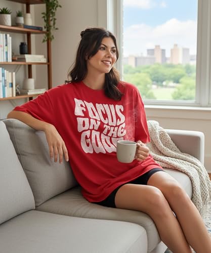 Image of SHODOX Women's Cotton Blend Oversized Drop Shoulder Printed T-Shirt | Soft, Breathable & Light Weight | Loose Fit Stylish Top for Girls with Premium Graphic Print