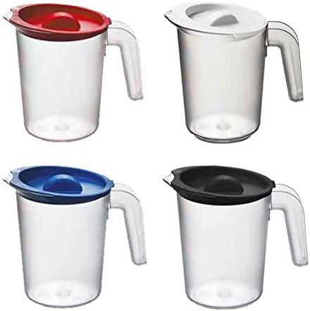 Harfield Tableware Roltex Set of 4 500ml Clear Frosted Jugs with Multicolour Lids Unbreakable Reusable Plastic