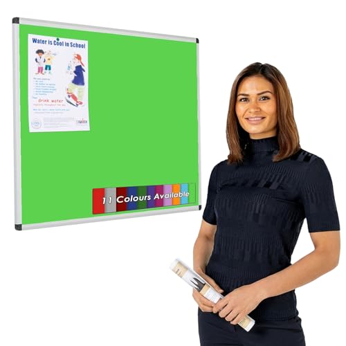 Wonderwall Vibrant Aluminium Framed Noticeboard - 900 x 600 mm, Apple Green Loop Nylon Pinboard, Aluminium Frame with Concealed Fixings - 6 Bright Colours to Choose from - for Office, Home, School