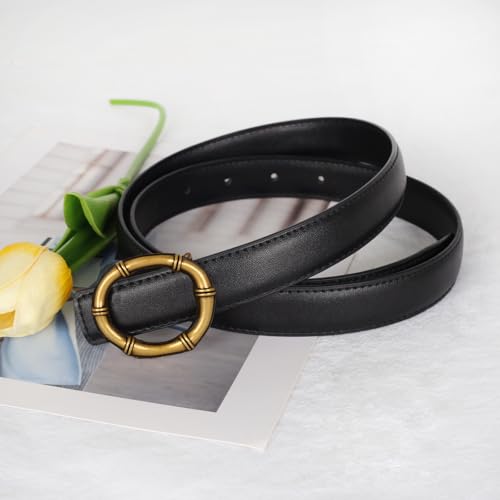 Image of Aurolran Women's Leather Belt with Buckle - Ideal for Dresses, Jeans, and Coats