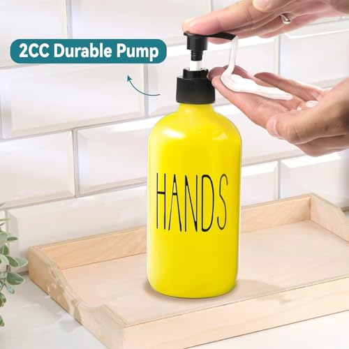 Image of COHOSEGE Glass Soap Dispenser Set 2 Pack,16 Oz Dish Soap Dispenser for Kitchen Sink,Lemon Kitchen Decor and Accessories,Yellow Decorations and Kitchen Utensils for Kitchen