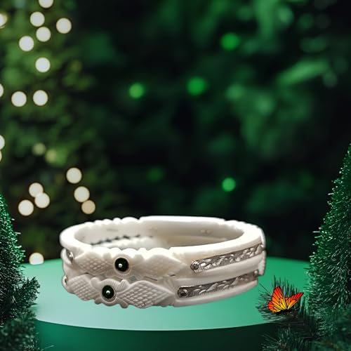 Image of Elegant White Designer Bangles with Silver Detailing for Women - Traditional