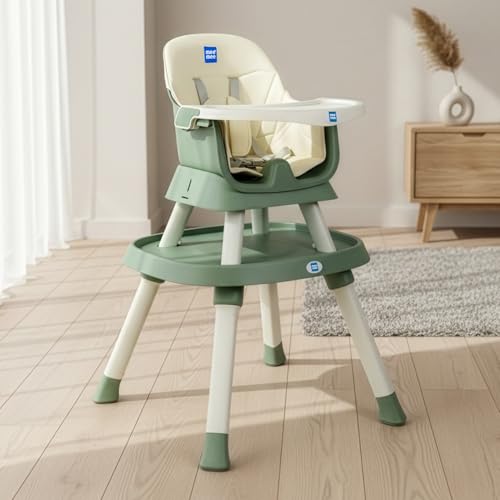 Image of Mee Mee Little Scholar Baby High Chair for Baby Feeding, 5-in-1 Convertible Kids Feeding Chair Compact Fold with High Adjustable, Play Chair Booster, Travel Friendly, 0.5 to 3 Years Kids (Green)