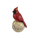 Comfy Hour Winter Holiday Home Collection 6'' Red Cardinal Standing On Peace Stone Pedestal Figurine, High Gloss Bird, Ideal Christmas Decoration, Polyresin