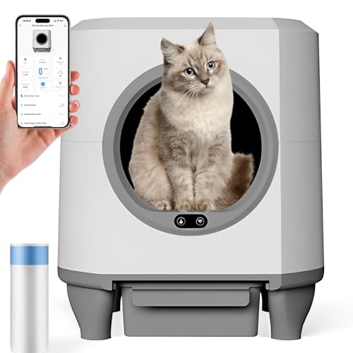 Lettiera Gatto Autopulente, 80L+8L Lettiera Autopulente per Gatti, Lettiera Automatica Grande, Antiodore,Controllo APP,Monitor Sanitario, per Più Gatti