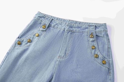 Women's High Waist Stretch Straight Casual Loose Wide Leg Jeans with Pockets3