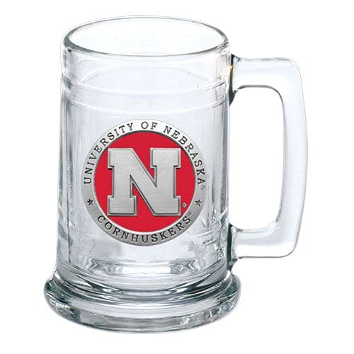 Heritage Pewter Nebraska Cornhuskers Stein Glass | 15 Ounce German-Style Glass | Intricately Crafted Metal Pewter Alma Mater Inlay