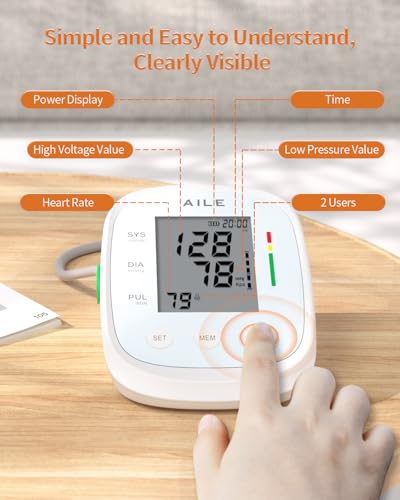 [2022]AILE Blutdruckmessgerät, Oberarm Blutdruck Messgerät für den Hausgebrauch, Blood Pressure Monitor, Vollautomatisch große manschette (22-42cm)