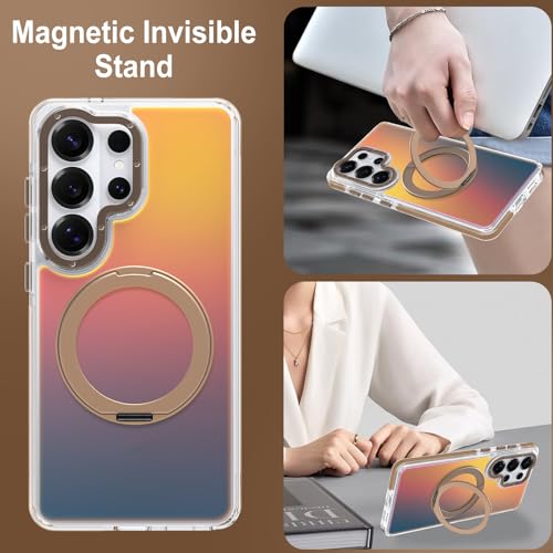 Image of Magnetic for Samsung Galaxy S26 Ultra Case with 360 Stand [Compatible with Magsafe] [Fluorescent Design] [1 Screen Protector] Slim Translucent Matte Case for Galaxy S26 Ultra 6.9 inch, Desert