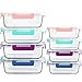 UMIZILI Juego de 8 recipientes de cristal con tapa, para conservación de alimentos, sin BPA, aptos para lavavajillas, microondas y congelador, 1040 ml + 370 ml