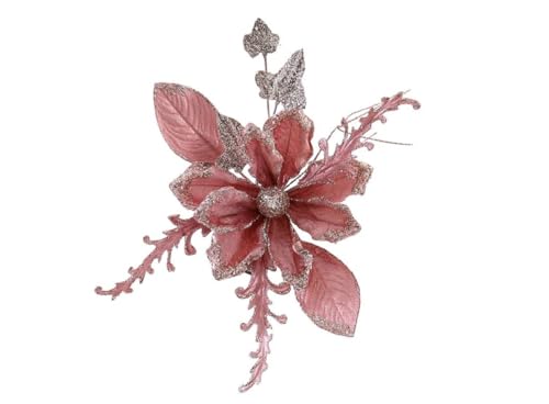 Varzi il Natale dal 1956 - Magnolia artificial platino y malva, 28 cm