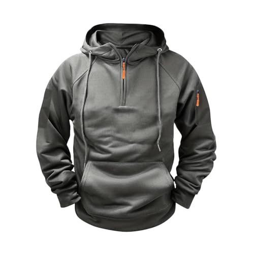 Generisch Hoddie Herren Sweatshirt mit Kapuze Outdoor Slim Fit Golf Große Größen Männer Pullover Oversize Ohne Bund Ohne Bund Hoodie mit Reißverschluss Hoody Herren Grau XXL