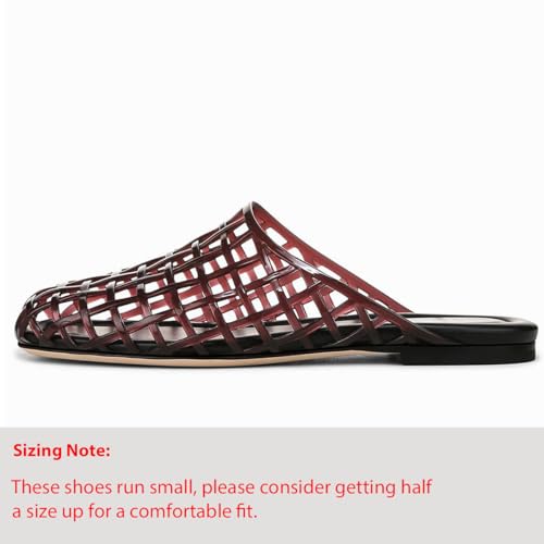 Jelly Shoes for Women Jelly Mesh Flat Sandals Closed Toe Round Toe Slides Flats Slip on Summer Slippers Mules2