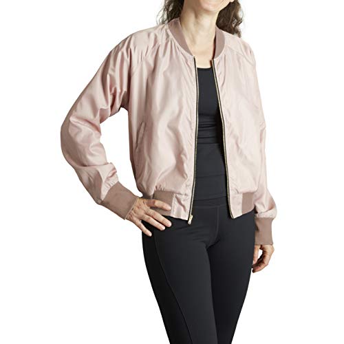 Womens Stylin Full Zip Bomber Jacket with Zippered Front Pockets
