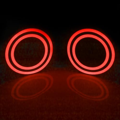Ygmylandbb 13cm EL Panel Disc, EL Tape Identity Disc, 5.1 Inch Electroluminescent Tape Panel Backlight Decorations Light with Continuous ON/Slow Flash/Fast Flash Lighting Modes, Red 2Pcs