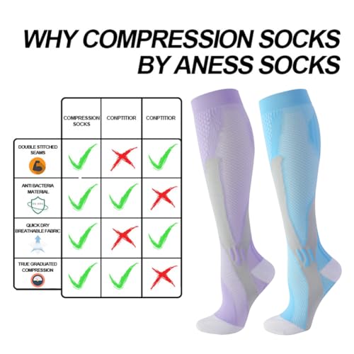 4/6 Pairs Compression Socks for Women Men Circulation-Best Support for Nurses,Running,Athletic,Travel3