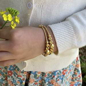 Image of Ethlyn 2Pcs /Lot Kids Jewelry Gold Plated Adjustable Beads Bracelet Bangle Birthday Christmas Gifts for Girls 4years old