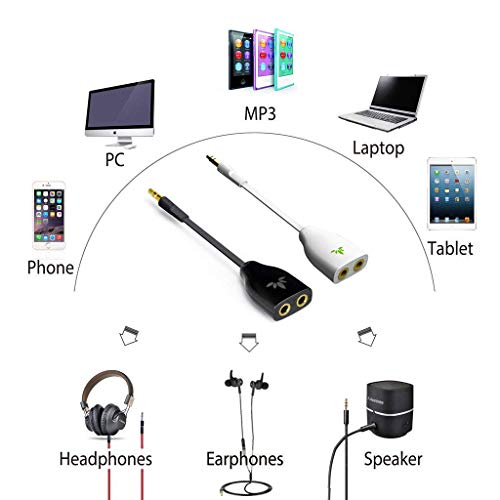 Avantree 2-pack tweeweg 3,5 mm dubbele hoofdtelefoonaansluiting splitter, AUX stereo oortelefoon oordopjes Y audio split… - Afbeelding 8