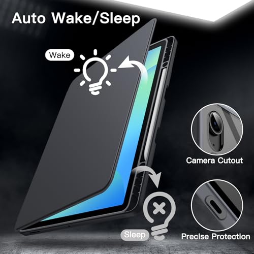 Image of JETech Rotating Cover Case for Samsung Galaxy Tab S10 FE Plus /S10 FE+ 13.1-Inch with S Pen Holder, 360 Degree Rotation Protective Stand Cover Clear Back, Auto Wake /Sleep (Grey)