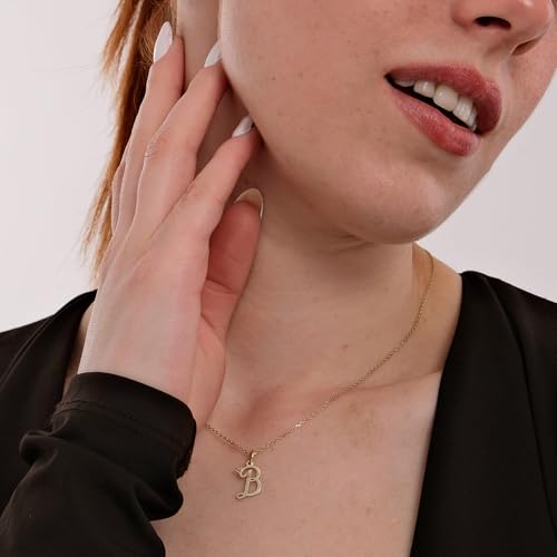 14K Solid Gold or Gold Plated Cursive Initial Necklace, Mom Initial Necklace, Letter Necklace with Tiny Heart Charm, June Birthstone, Gift for Woman2