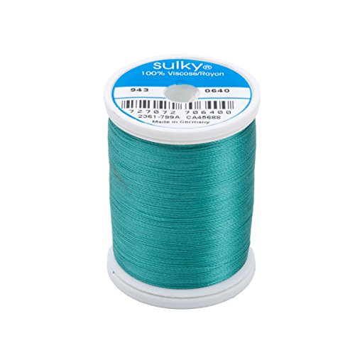 Hilo de rayón Sulky Of America 268d, 40 wt, 2 capas, 850 yardas, color aguamarina medio