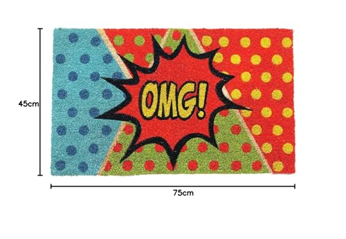 Image of Onlymat OMG Pop Art Fun Design Printed Doormat Multicolor Polka Dot Pattern Weather-Resistant and Durable Coir Doormat with Anti-Slip PVC Backing for Indoor and Outdoor Use - 45 x 75 cm