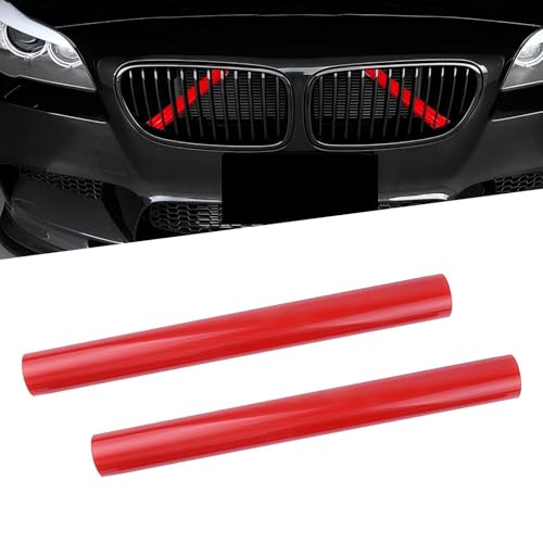 Image of 2 PCS Car Decorative Strips, 11.22x1.18In Car Grille Inserts, Middle Grille Water Tank Pipe Bracket Cover, Compatible with 34567 Series X12345 (Red)