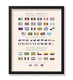 Poster Master Flags of the Americas Poster - North & South American Countries & Capitals Print - Educational Art - Gift for Student & Teacher - Decor for Classroom or Library - 8x10 UNFRAMED Wall Art