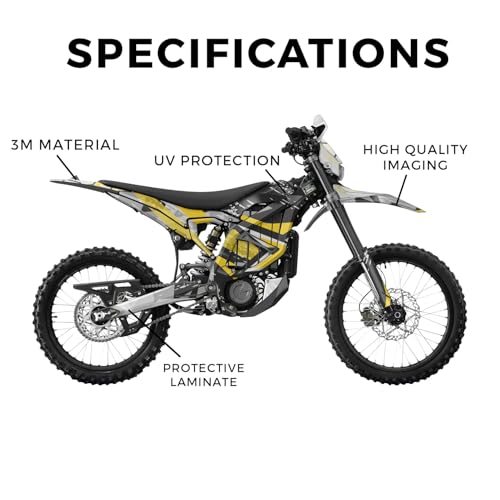 Image of Surron Ultra Bee Graphics Kit Wrap - Grunge Star Yellow - Sur-Ron Skin - Premium 3M Vinyl Protective Wrap Decal Cover - Easy to Apply | Crafted in The USA by MightySkins