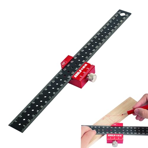 Streichmaß, Kombinationswinkel Anschlaglineal, Anreißlineal Edelstahl, Anreisswerkzeug Metall, Streichmaß Metall mit Anschlag, 30cm, Winkel Holzbearbeitungswerkzeug für Holzbearbeitung und Design