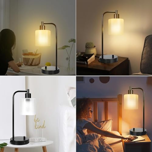MIAOLIAN Bedside Lamps Set of 2,Dimmable Table Lamps with Eye-Caring Frosted Glass Shade for Bedrooms,USB & AC Outlets Charging Port,Nightstand Industrial LED Desk Lamps for Reading Living Room Office - Cosy Home Interiors MIAOLIAN Bedside Lamps Set of 2,Dimmable Table Lamps with Eye-Caring Frosted Glass Shade for Bedrooms,USB & AC Outlets Charging Port,Nightstand Industrial LED Desk Lamps for Reading Living Room Office - Image 7