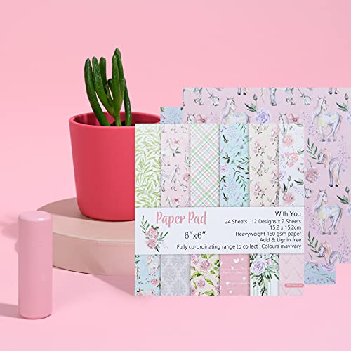 Yarumi Floral Scrapbook Paper Collection | With You | Wedding Album Themed Scrapbooking Paper Pad 6"×6" Single-Sided Patterned Paper Pack Pink Cardstock For Cardmaking/Crafts/Embellishment-24 Pages #TOP2