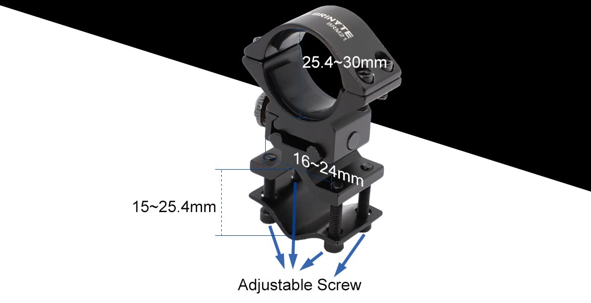 Brinyte BRM21 Support de lampe de poche pour barils, convient pour lampes de poche de 25,4 mm de diamètre, pour lampes tactiques et de chasse