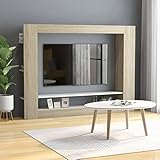 CINDERFUL TV-Schrank Weiß und Sonoma-Eiche 152x22x113 cm Holzwerkstoff,Moderner TVSchrank in Weiß und SonomaEiche mit praktischem Stauraum für Ihr Wohnzimmer TV-Möbel, TV-Bänke