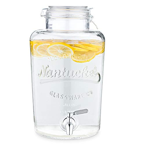 Miniatura 4 de Navaris Dispensador De Bebidas Con Grifo 8l - Recipiente De Vidrio Con Tapa Y Cierre Giratorio De Acero Inoxidable - Agua Jugo Vino Sangria