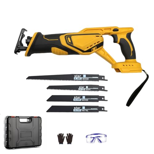 Mini sierra de sable con batería para Dewalt 21 V, motosierra eléctrica pequeña con 4 hojas, sierra de sable inalámbrica de velocidad variable para metal, madera y PVC (sin batería)